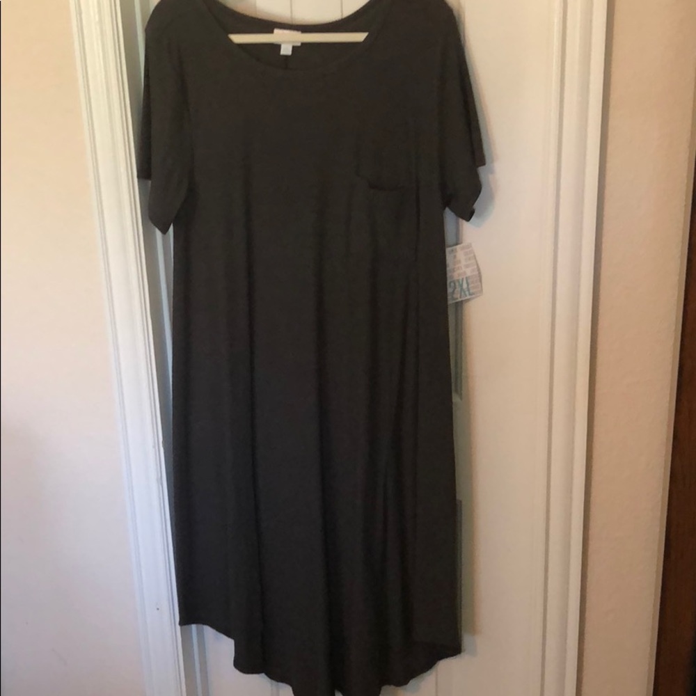 Lula Roe Carly 2XL NWT charcoal gray ribbed